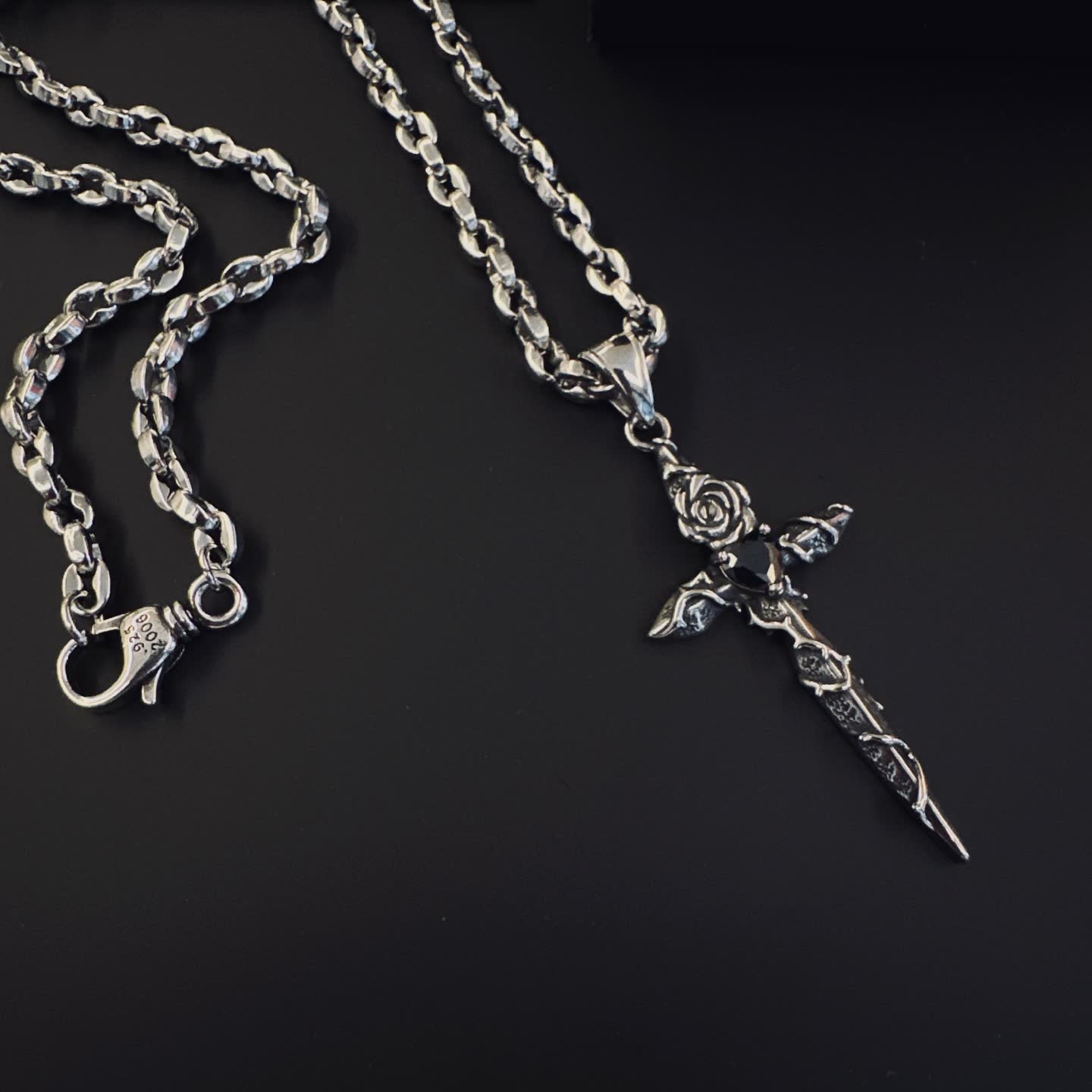 Chrome Hearts Silver Cross Pendant Necklace
